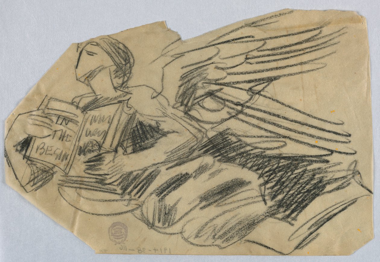 Estudio de ángel con un libro de Francis Augustus Lathrop