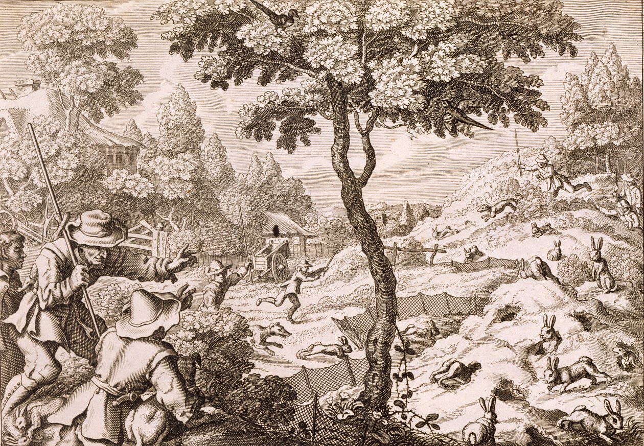 Cony Catching, grabado por Wenceslaus Hollar, 1671 de Francis Barlow