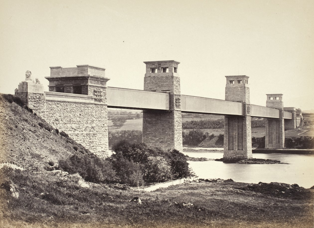Bangor, el puente Britannia, desde Anglesey (258) de Francis Bedford