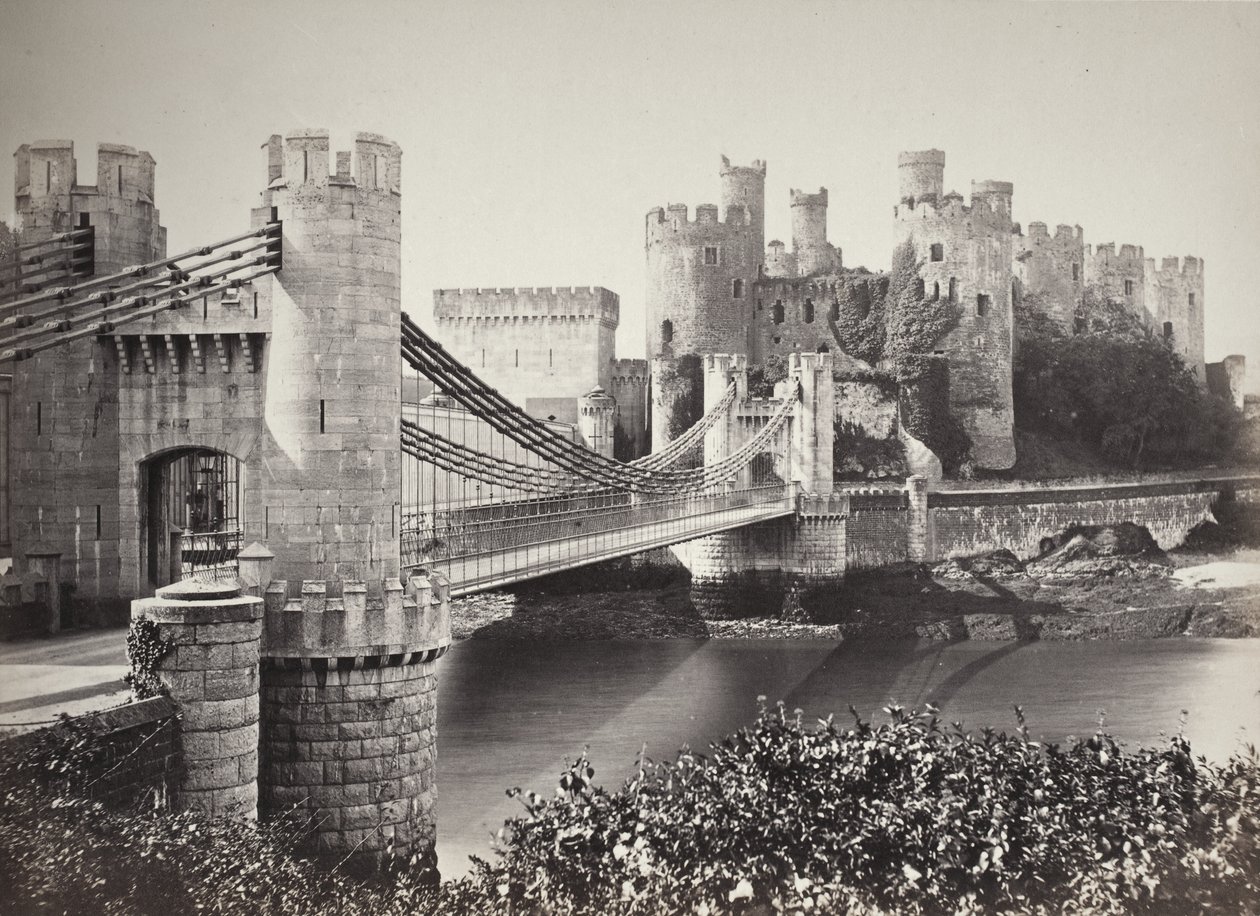 Castillo de Conwy y puente colgante desde la isla (687) de Francis Bedford