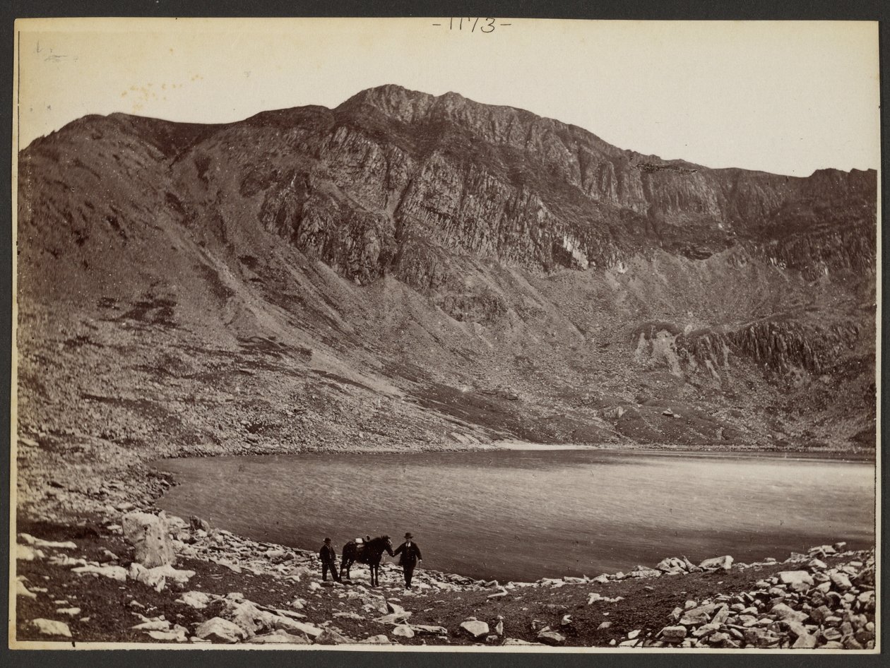 [Hombres y caballo en el lago] de Francis Bedford