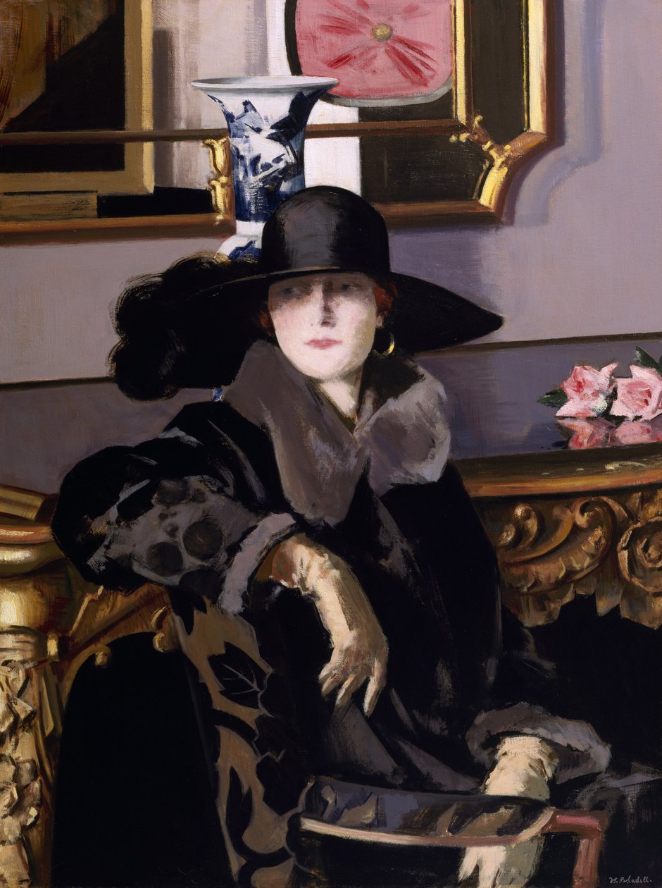 Una dama de negro (óleo sobre lienzo) de Francis Campbell Boileau Cadell