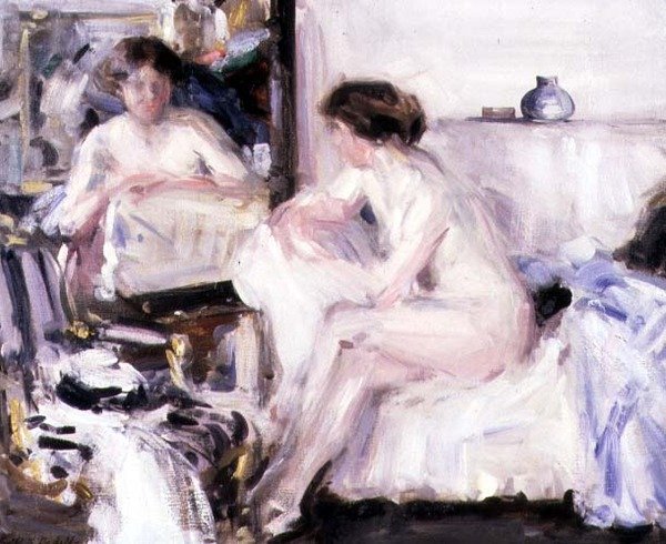 Desnudo sentado en un sofá de Francis Campbell Boileau Cadell