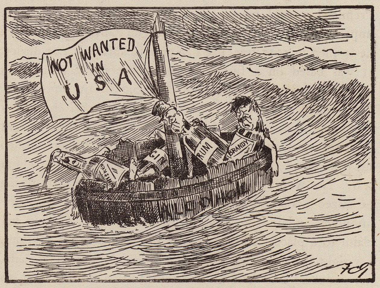 Prohibición en Estados Unidos (litografía) de Francis Carruthers Gould