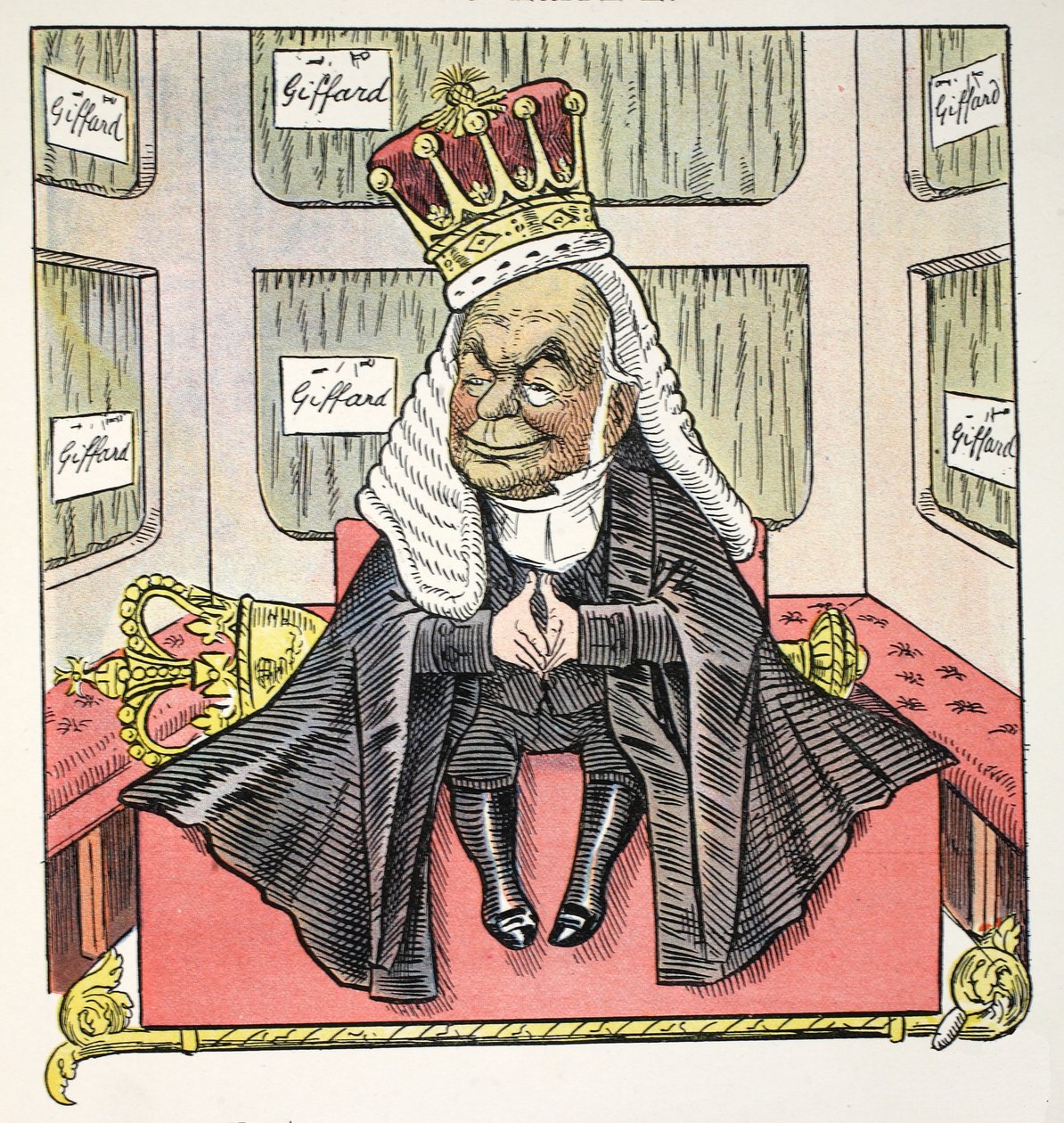 La E temprana, ilustración del alfabeto de Struwwelpeter, verso de Harold Begbie de Francis Carruthers Gould