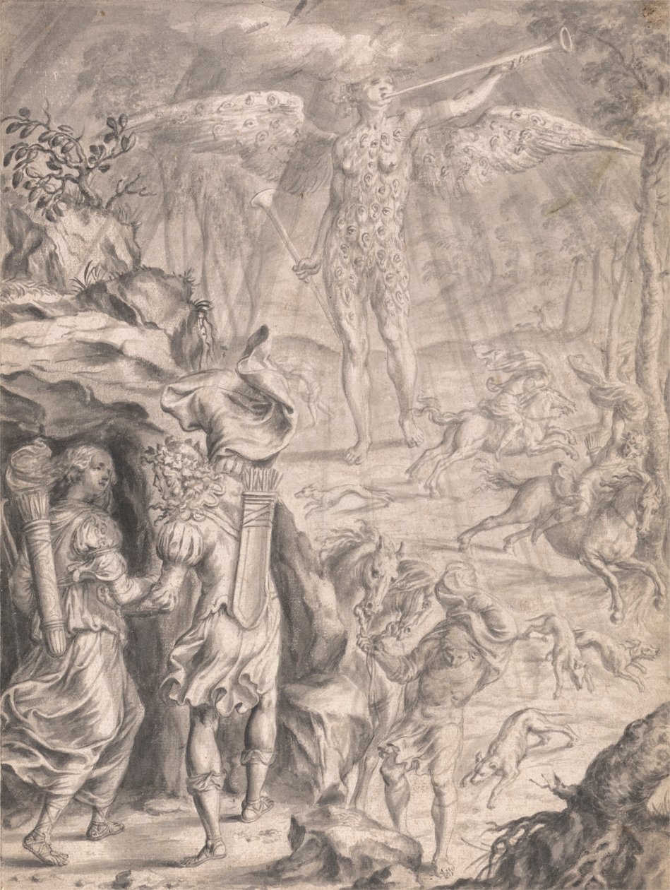 Dido y Eneas refugiados en una cueva de Francis Cleyn