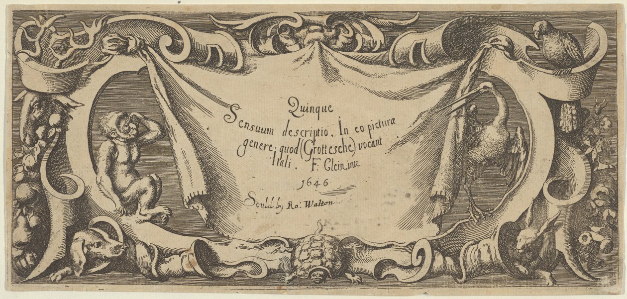 Placa de título, de Quinque Sensuum Five Senses de Francis Cleyn