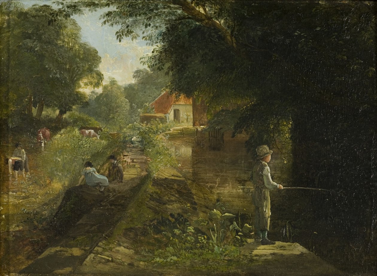 Niño pescando, Stapleton, c. 1822-23 de Francis Danby
