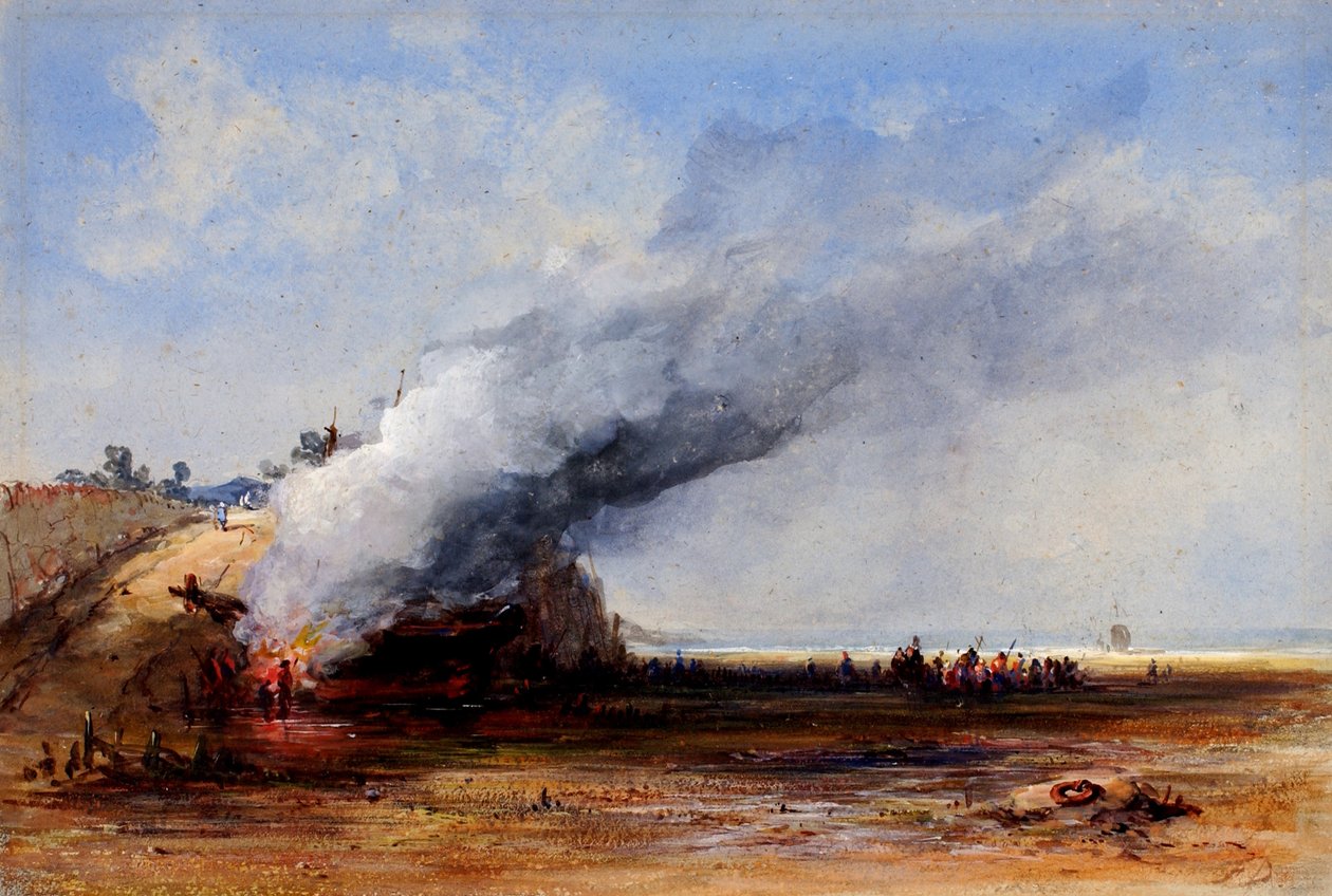 Quema de un Barco Viejo, siglo XIX de Francis Danby