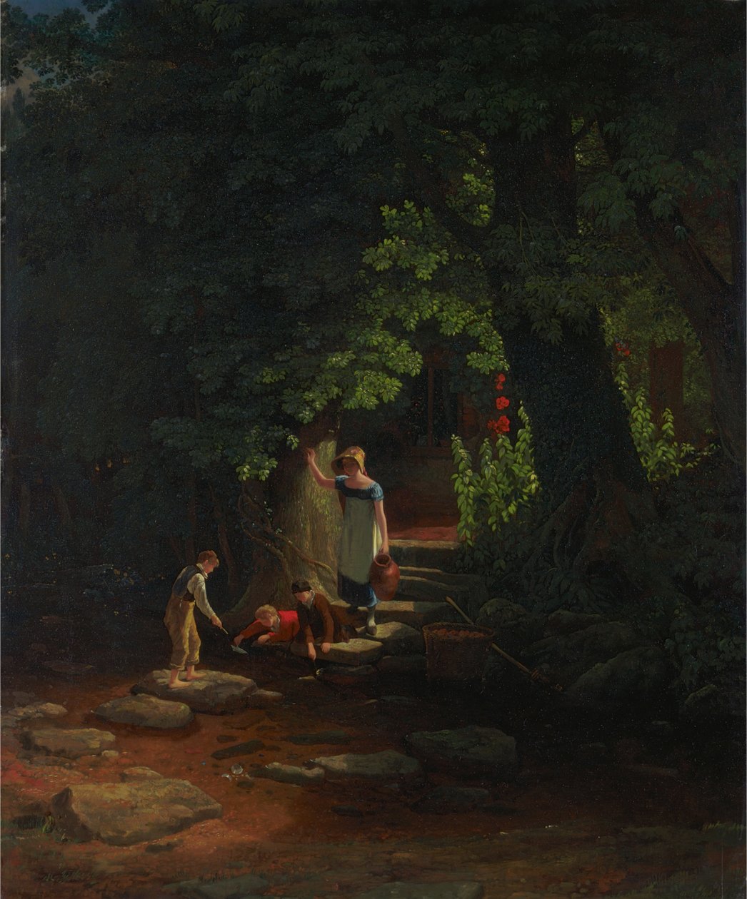 Niños junto a un arroyo de Francis Danby