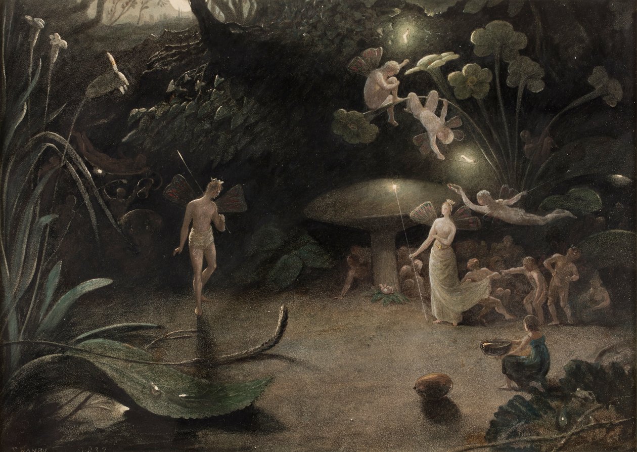 Escena de Sueño de una noche de verano, c.1832 (acuarela sobre papel) de Francis Danby