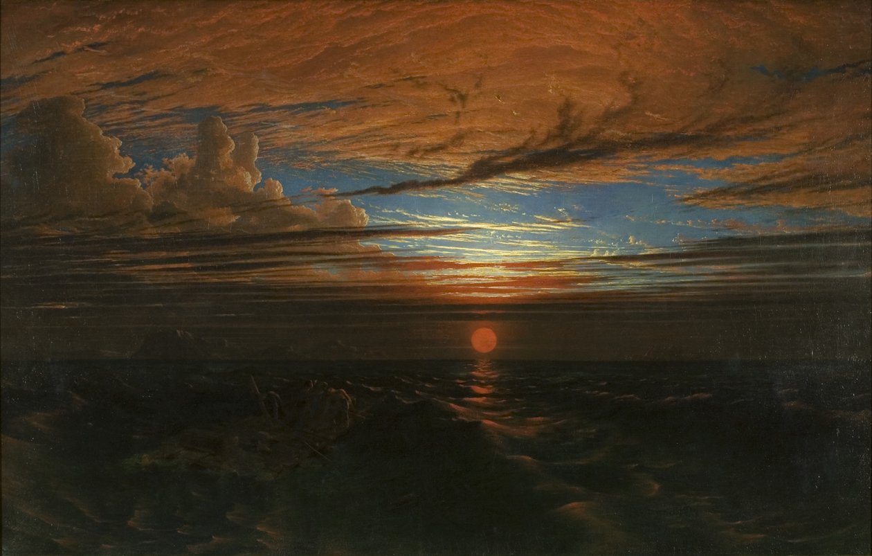 Puesta de sol en el mar después de una tormenta de Francis Danby