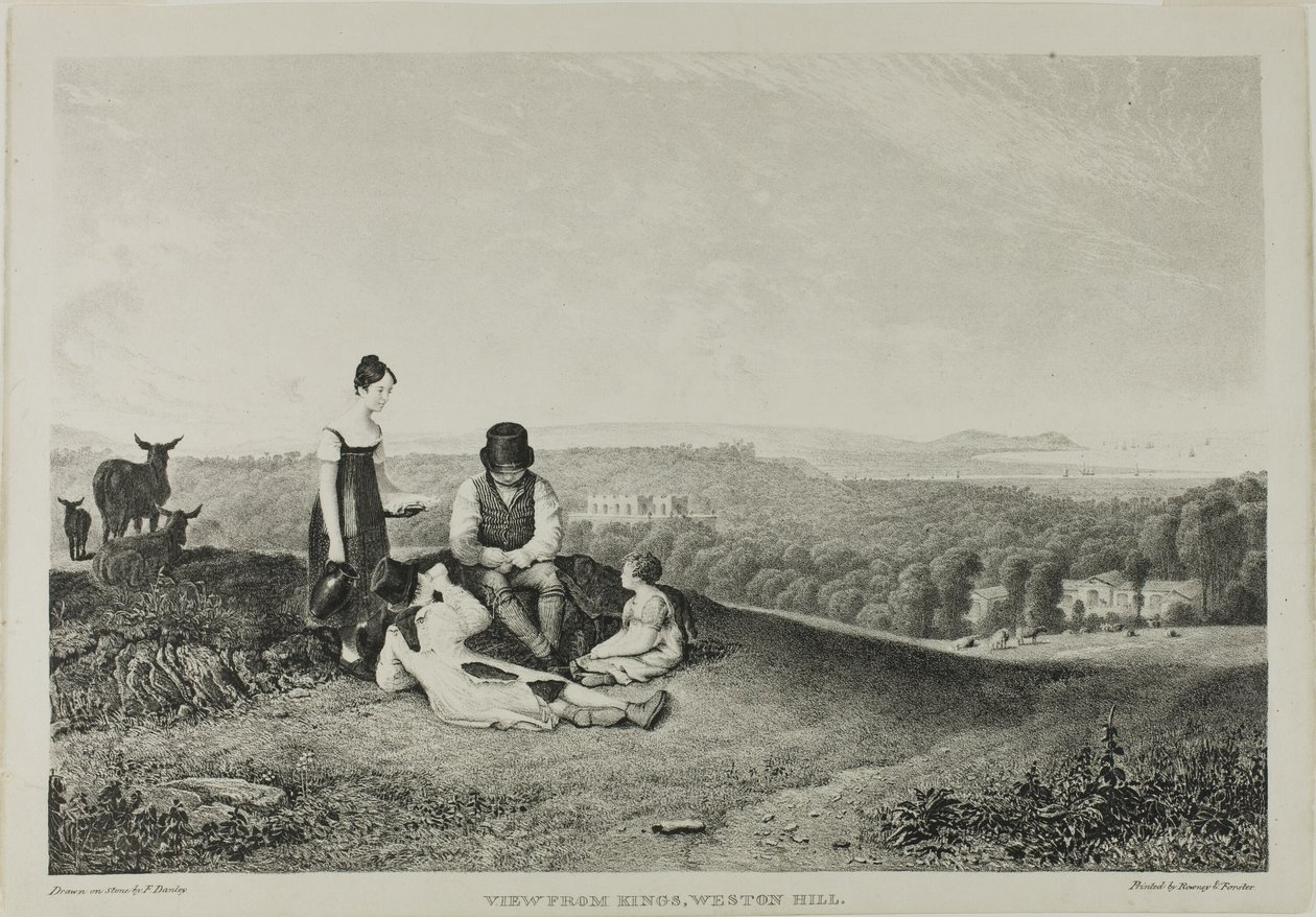 Vista desde Kings, Weston Hill, de Tres vistas, ilustrativas del paisaje de Bristol y sus alrededores de Francis Danby