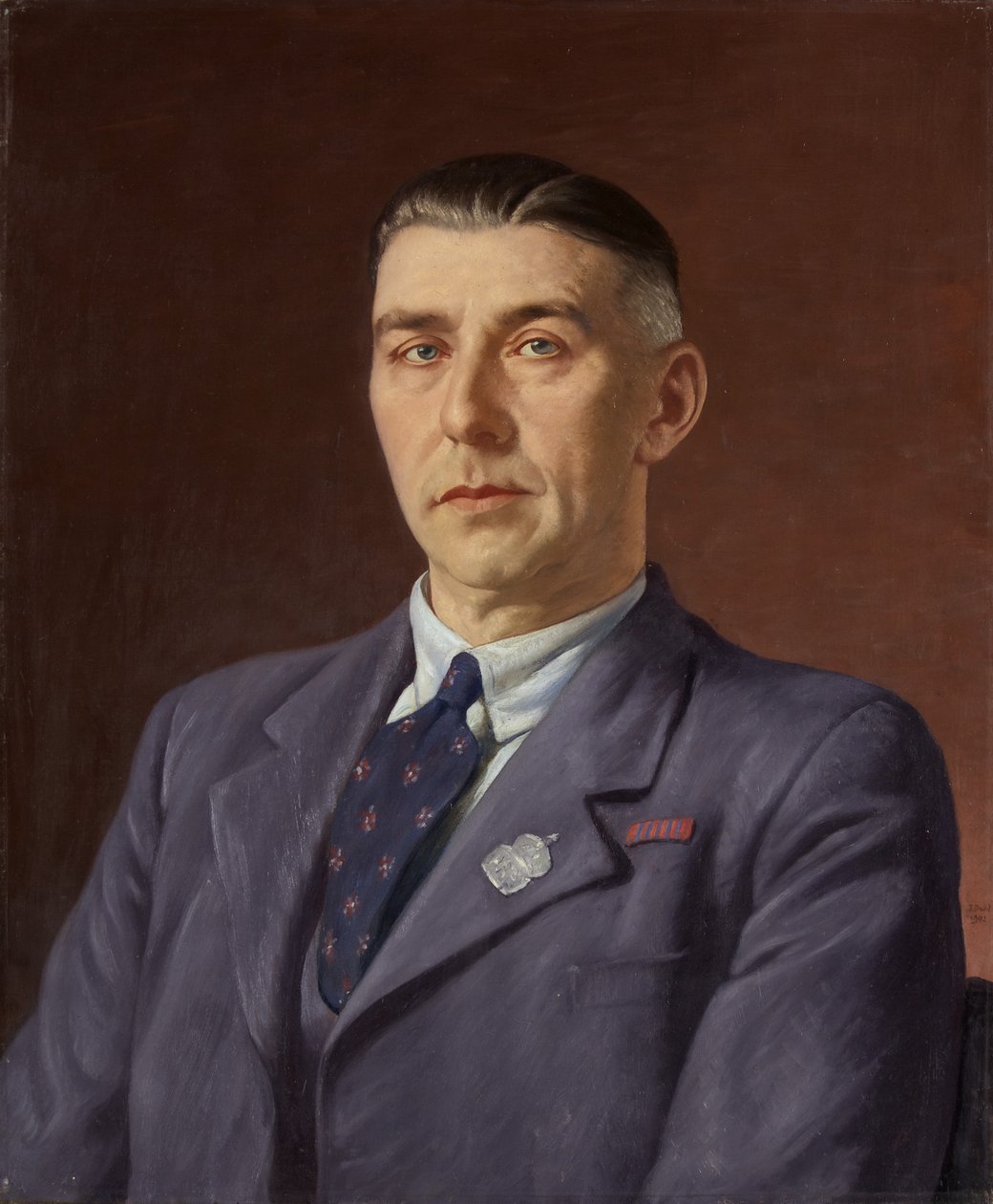 Retrato de Percival Henry Martin, Oficina de Correos, Bristol, c.1941-45 (óleo sobre lienzo) de Francis Dodd