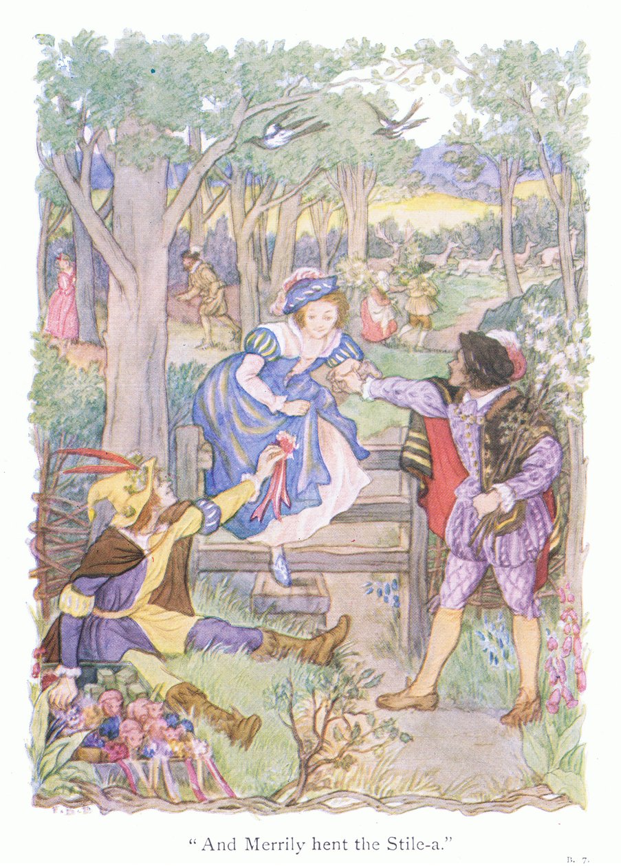 "And merrily hent the stile" (litografía en color) de Francis Donkin Bedford