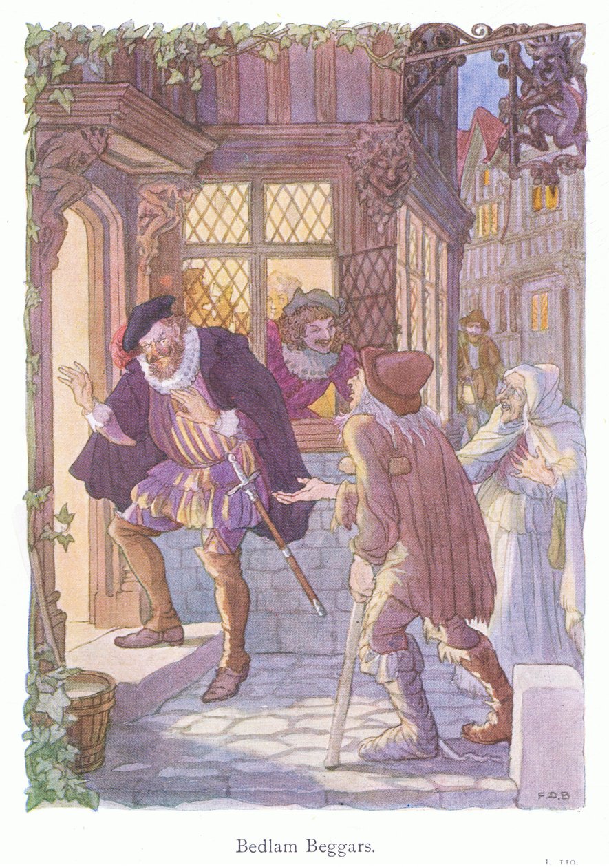 Bedlam Beggars (litografía en color) de Francis Donkin Bedford