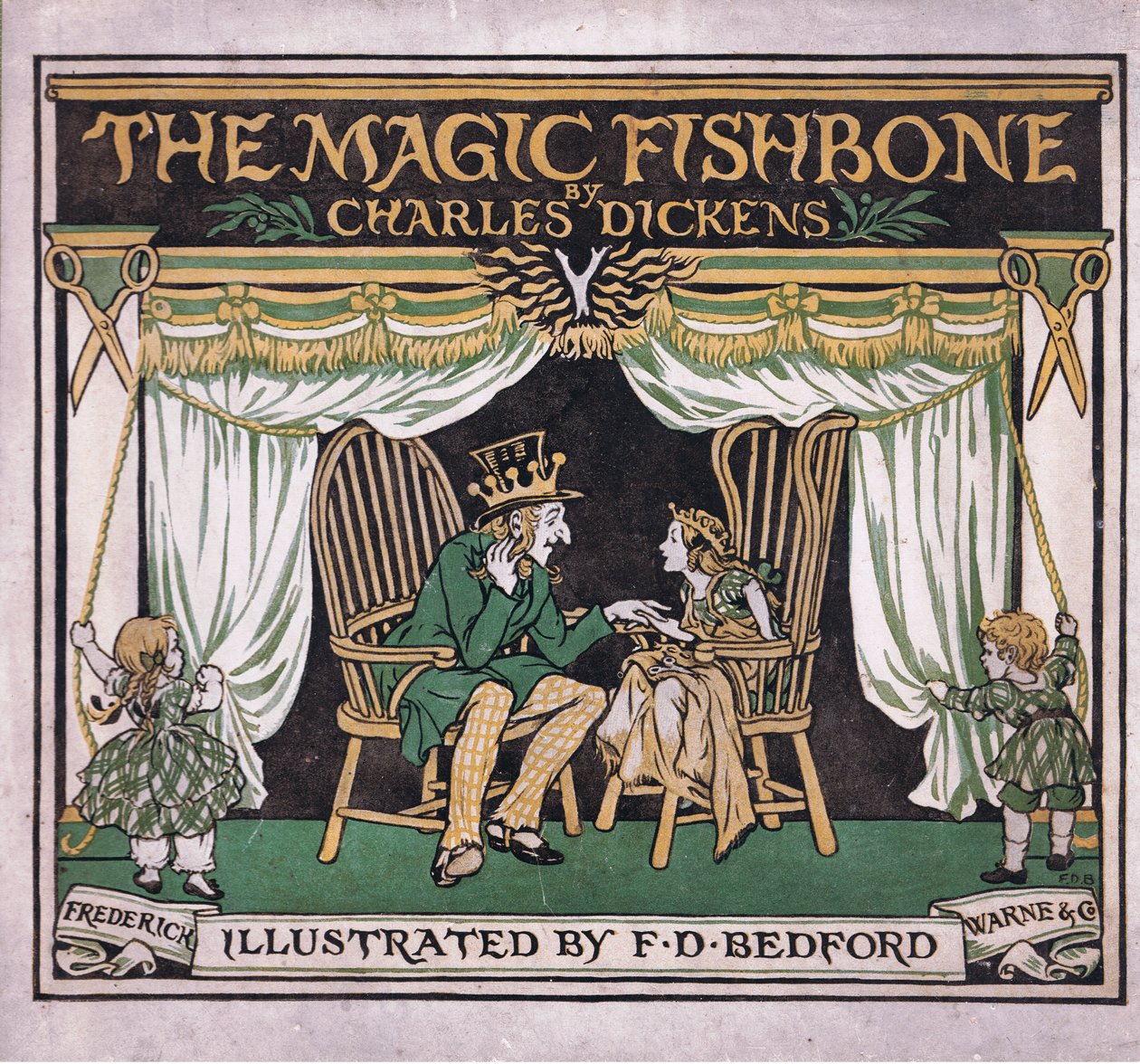 Diseño de la portada, de The Magic Fishbone pub.by Warne  Co, c.1940 (litografía en color) de Francis Donkin Bedford