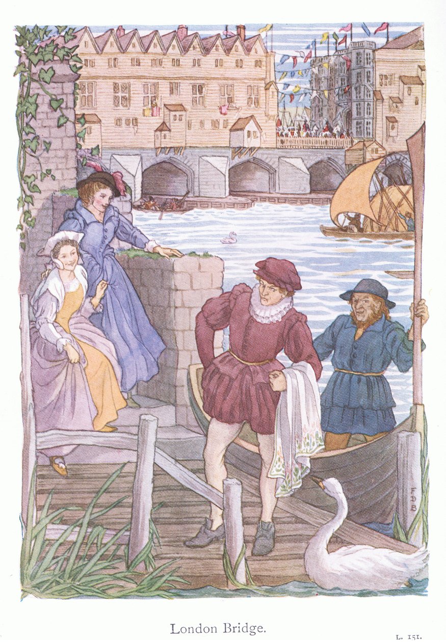Puente de Londres (litografía en color) de Francis Donkin Bedford