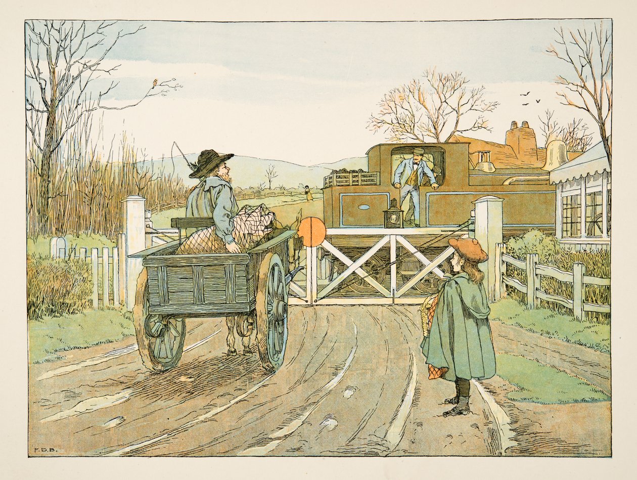 El maquinista, de Four and Twenty Toilers, pub. 1900 (litografía en color) de Francis Donkin Bedford