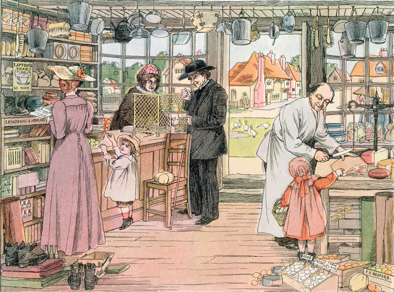 La tienda general, 1899. Del Libro de Tiendas, 1899 de Francis Donkin Bedford