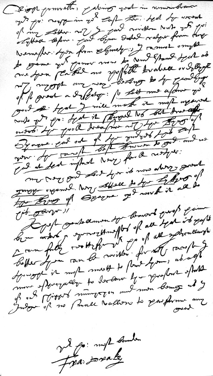Carta a William Cecil, Lord Burghley, Lord Alto Tesorero, escrita a bordo de su buque insignia, 