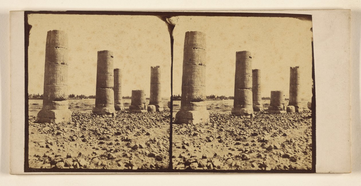 Columnas desnudas en el desierto, posiblemente en Tebas de Francis Frith