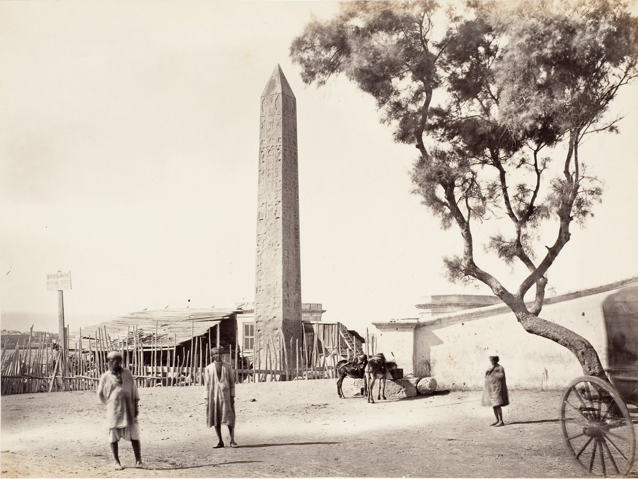 Obelisco egipcio, Aguja de Cleopatra, en Alejandría, Egipto de Francis Frith