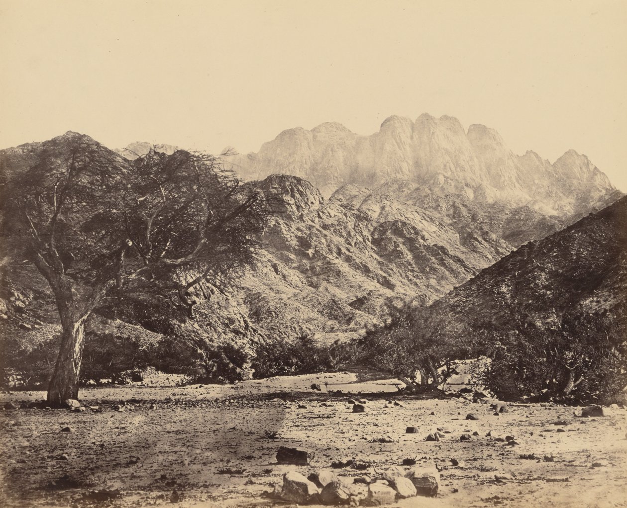 Monte Serbal, desde el Wádee Feyrán de Francis Frith