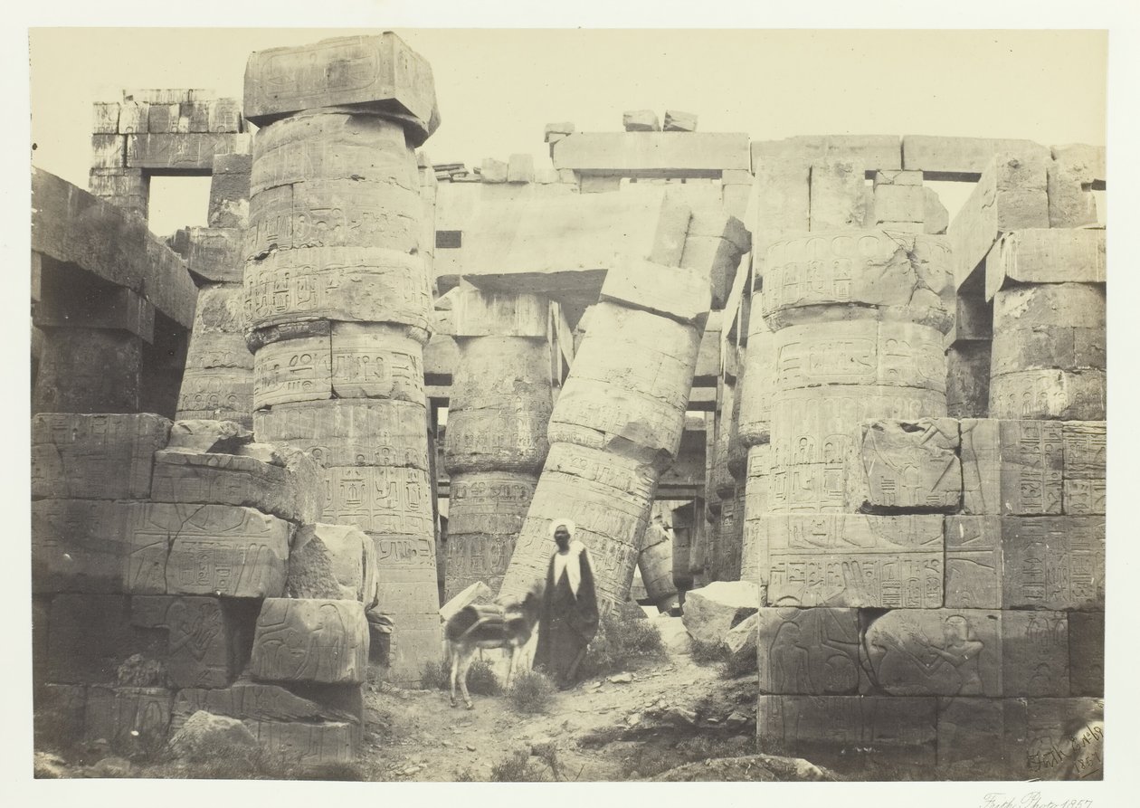 Columnas en el Gran Salón, Karnak, 1857 de Francis Frith