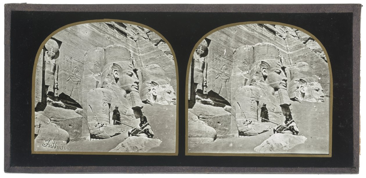 Vista de la fachada del Gran Templo Rupestre de Abu Simbel, en Nubia de Francis Frith