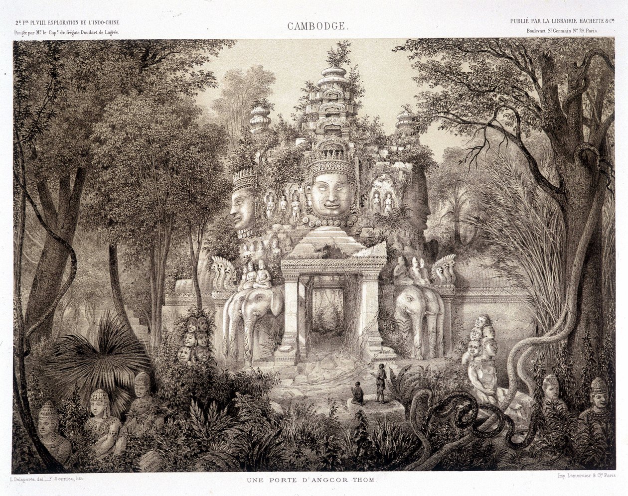 Una puerta de Angkor Thom, ca. 1870 de Francis Garnier
