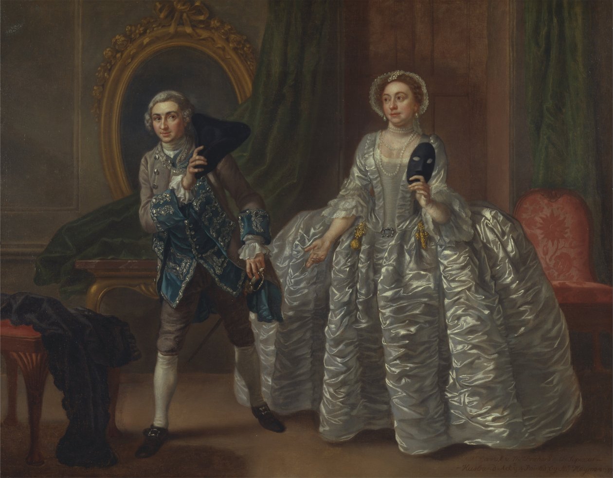 David Garrick y la Sra. Pritchard en "El marido sospechoso" de Benjamin Hoadley de Francis Hayman