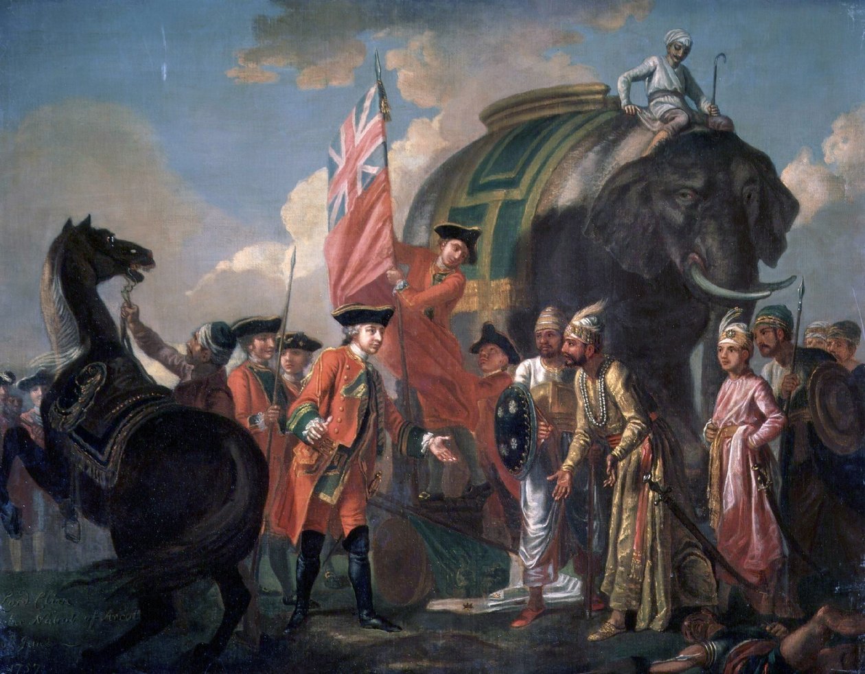 Reunión de Lord Clive con Mir Jafar tras la batalla de Plassey de Francis Hayman