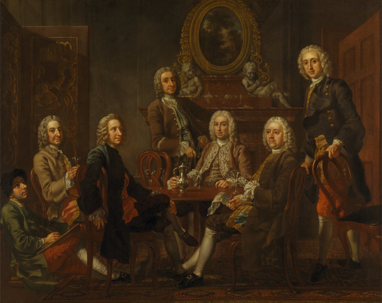Retrato de un grupo de caballeros, con el artista de Francis Hayman