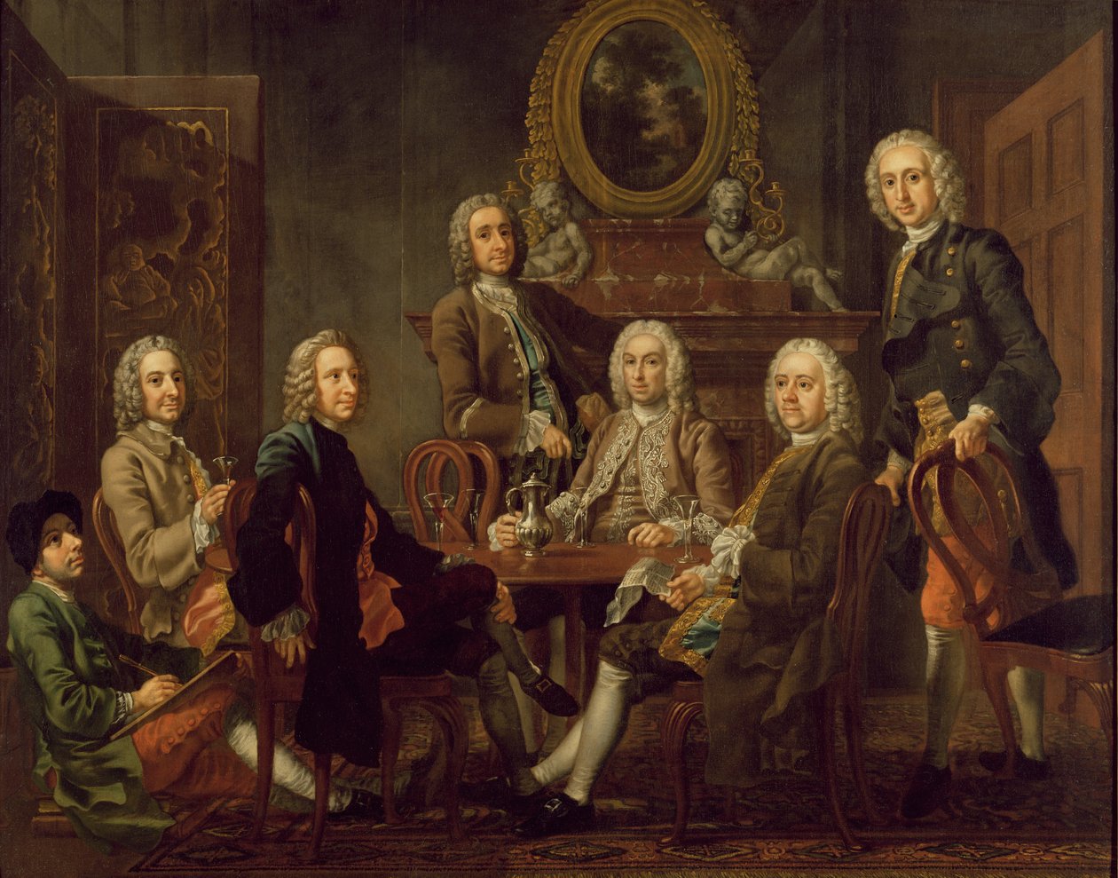 Retrato de un grupo de caballeros, con el artista de Francis Hayman