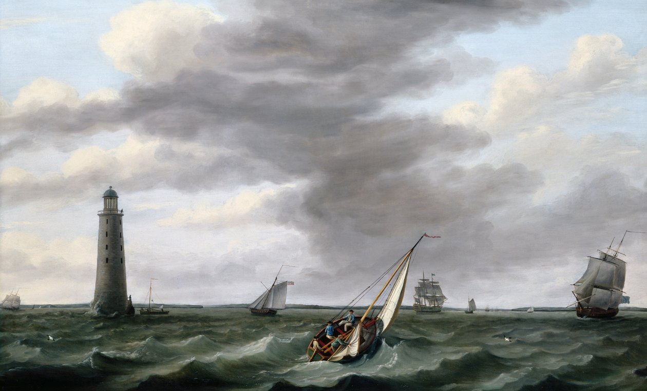Envío desde el faro de Eddystone (óleo sobre lienzo) de Francis Holman