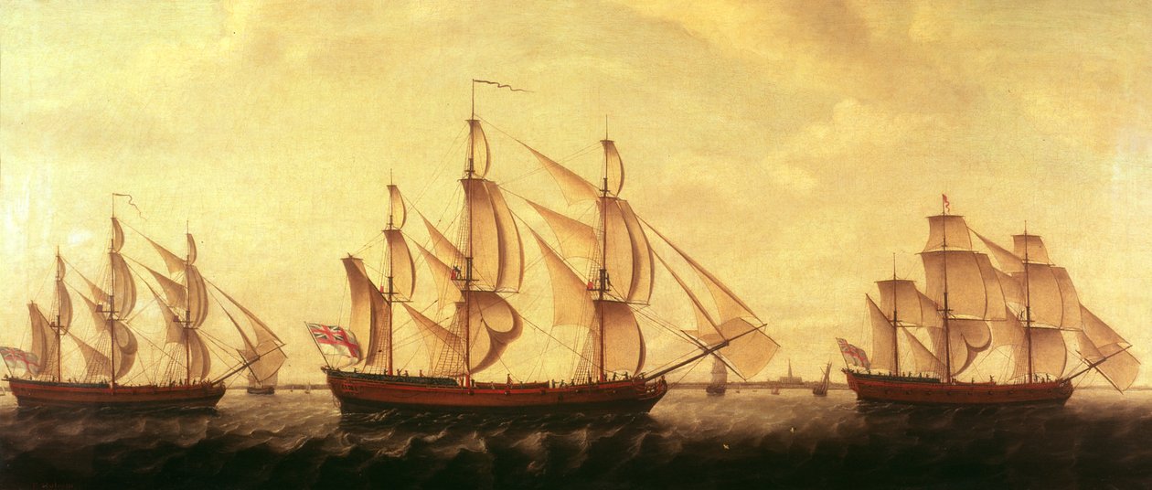Tres barcos de la Bahía de Hudson en el Támesis de Francis Holman