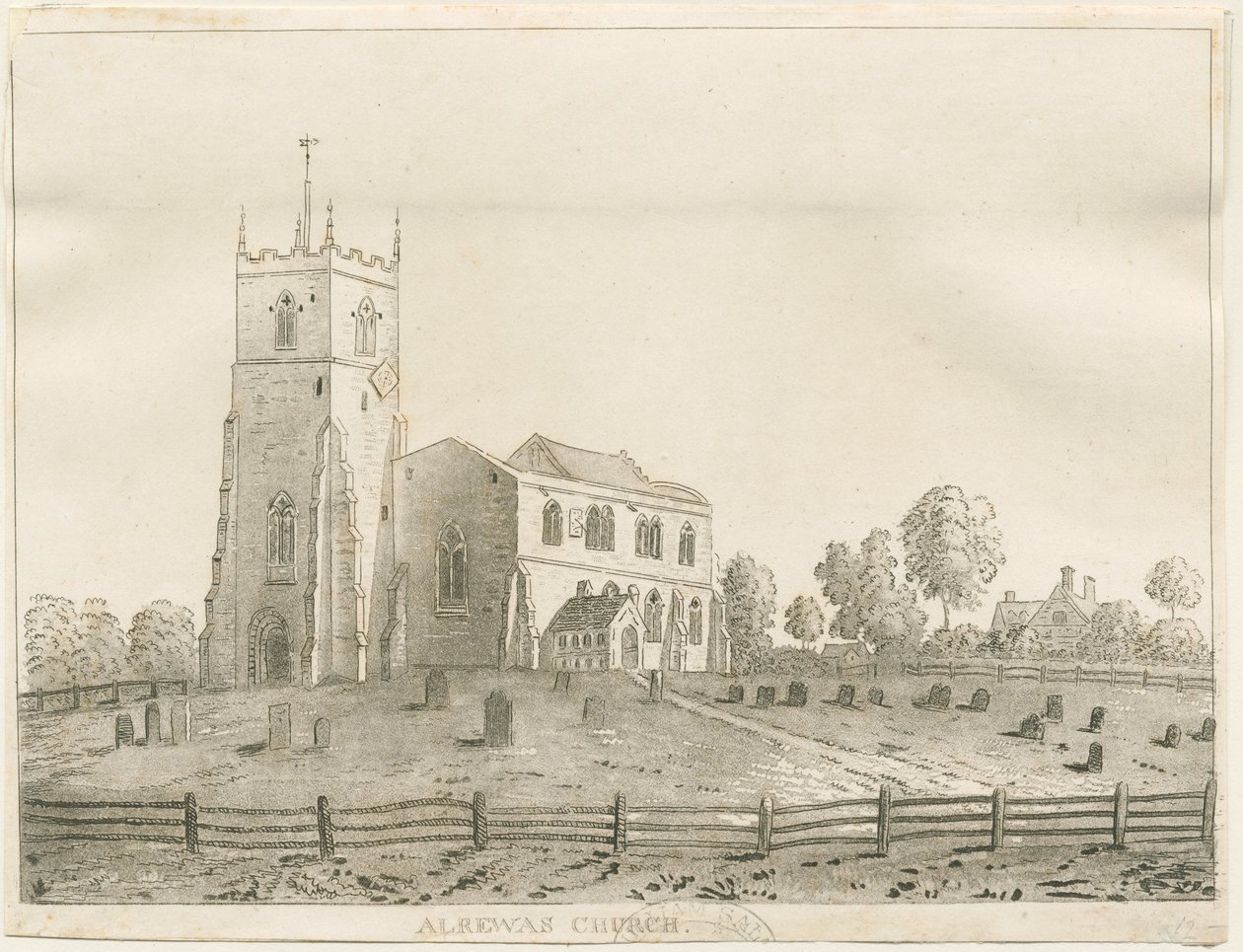 Iglesia de Alrewas: grabado en aguatinta, nd [?1848] de Francis Jukes