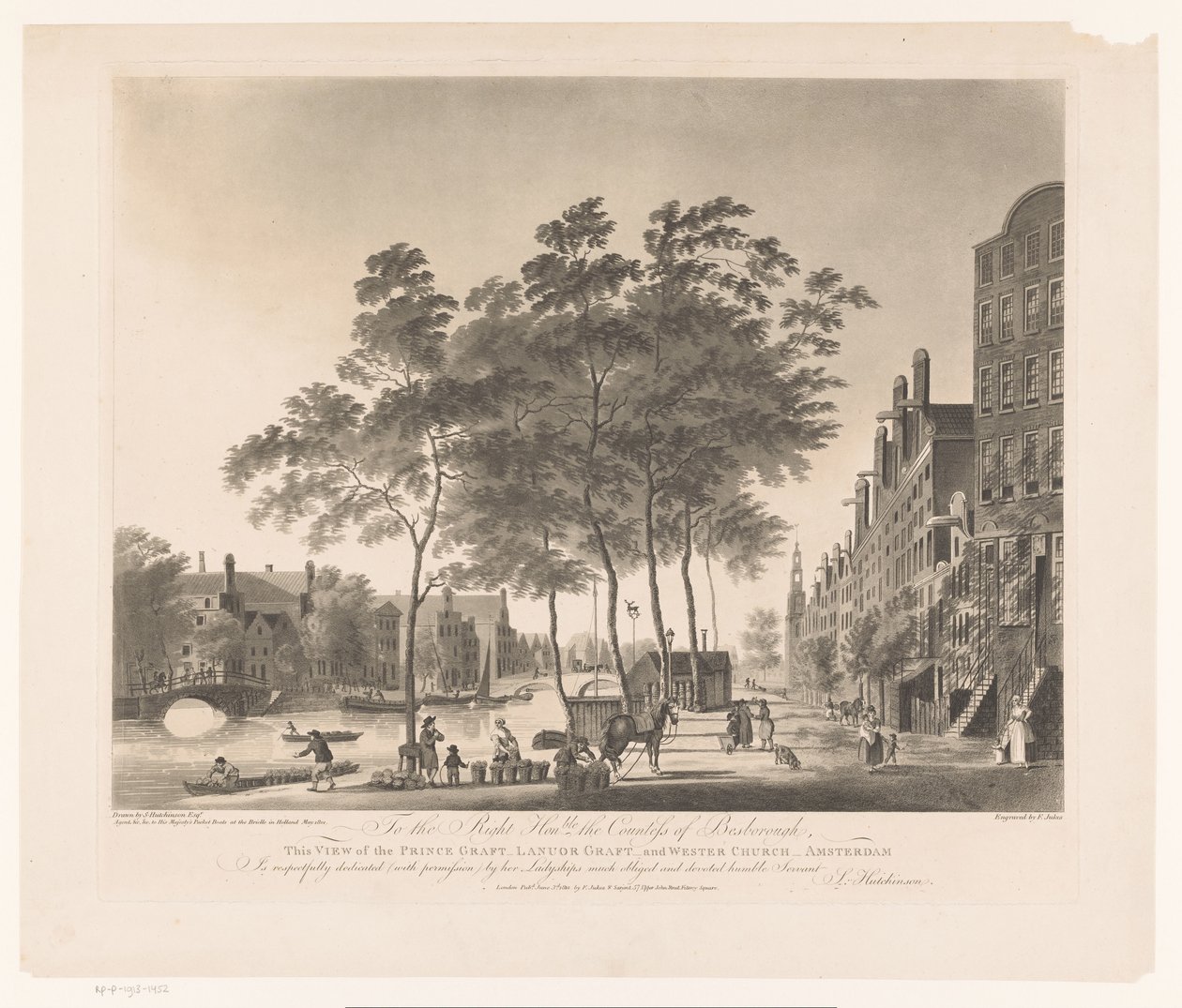 Vista de Prinsengracht y Westerkerk en Amsterdam Vista del injerto Prince-Lanuor Graft-y Wester Church-Amsterdam (título sobre el objeto) de Francis Jukes