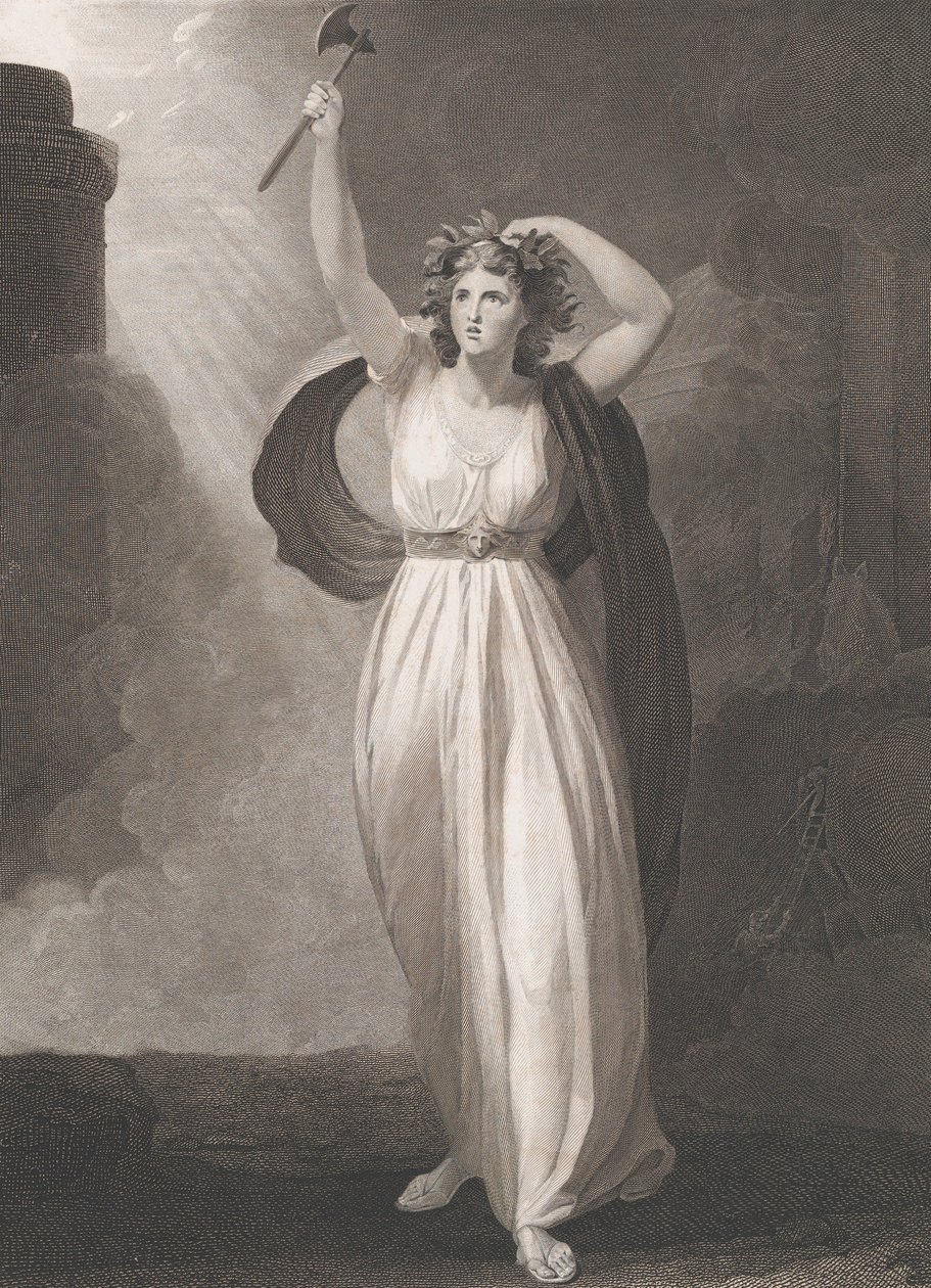 Cassandra enloqueciendo, Shakespeare, Troilo y Crésida, Acto 2, primera publicación 1795, reeditado 1852 de Francis Legat