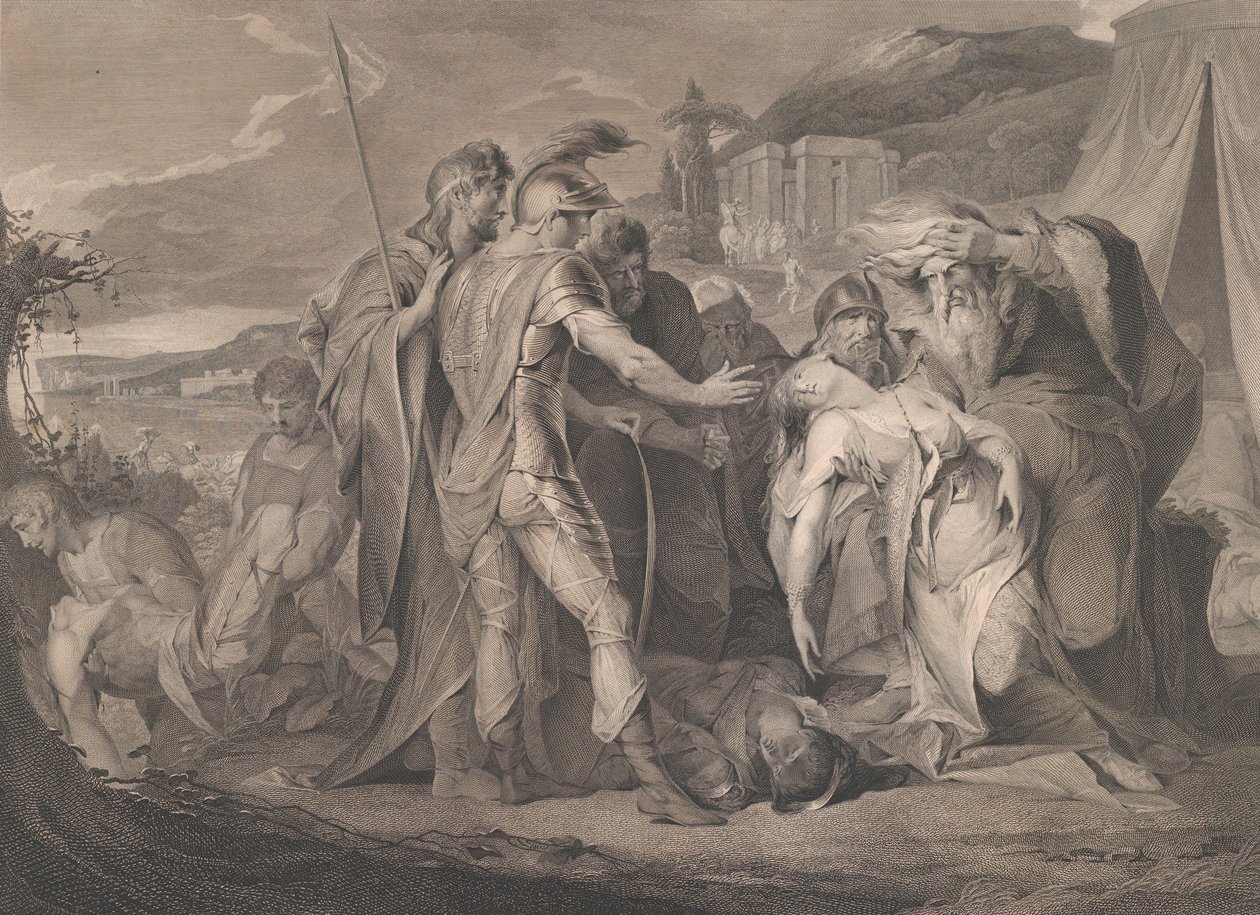 El Rey Lear Llorando sobre el Cuerpo de Cordelia, Shakespeare, Rey Lear, Acto 5, Escena..., 1 de agosto de 1792 de Francis Legat