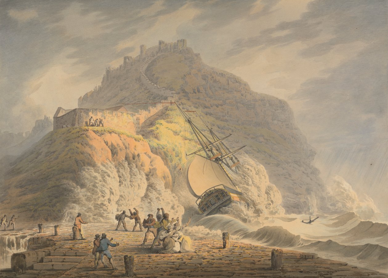 Scarborough: Naufragio al pie del acantilado del castillo de Francis Nicholson