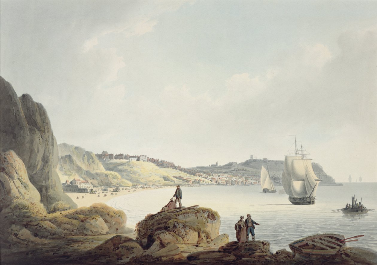 Scarborough, c.1820 (lápiz y acuarela sobre papel) de Francis Nicholson