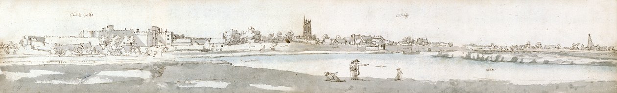 Cardiff en 1678 (acuarela y tinta marrón sobre papel) de Francis Place