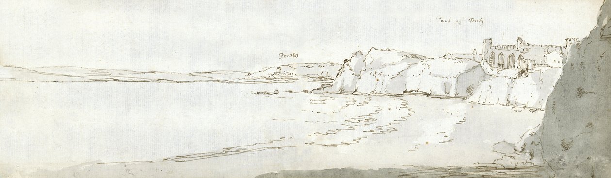 Puerto de Tenby, c.1678 (acuarela y tinta marrón sobre papel) de Francis Place