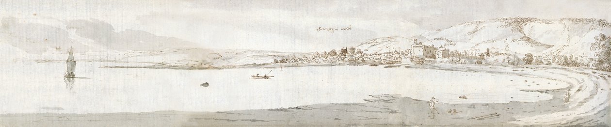 Swansea, c.1678 (acuarela y tinta marrón sobre papel) de Francis Place