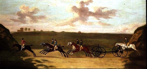La carrera de carruajes en Newmarket, contra el tiempo, 29 de agosto de 1750 de Francis Sartorius