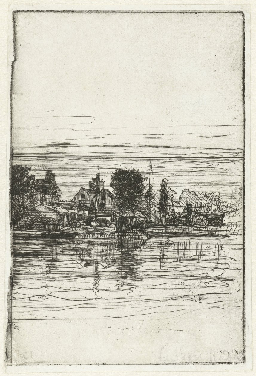 Pueblo en el agua lado del támesis de Francis Seymour Haden (Sir) (signed by artist)