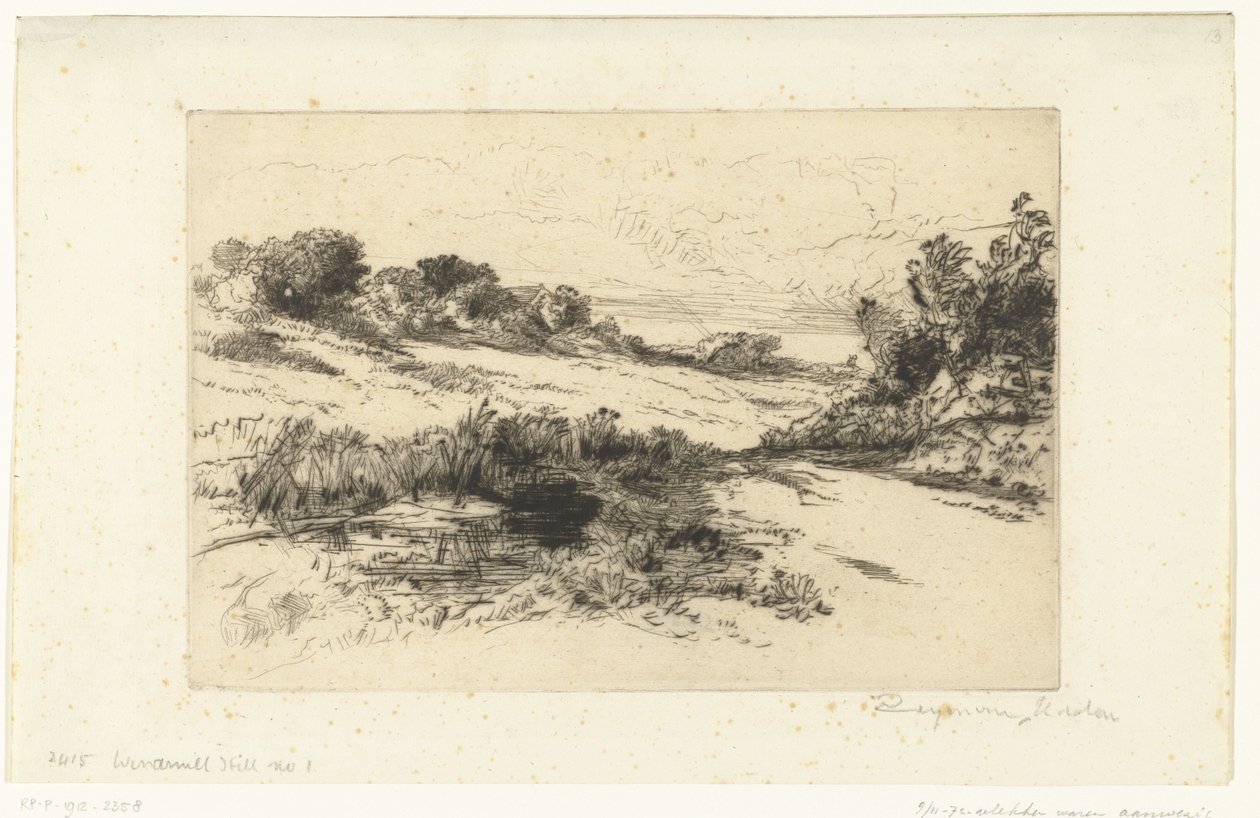 Paisaje montañoso en Swanage Colina del molino de viento de Francis Seymour Haden (Sir) (signed by artist)