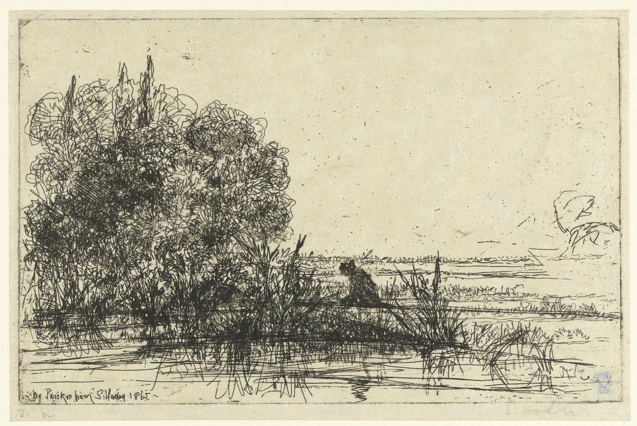 Twickenham aan de Temas Iglesia de Twickenham Por Twickenham (título sobre el objeto) de Francis Seymour Haden (Sir) (signed by artist)